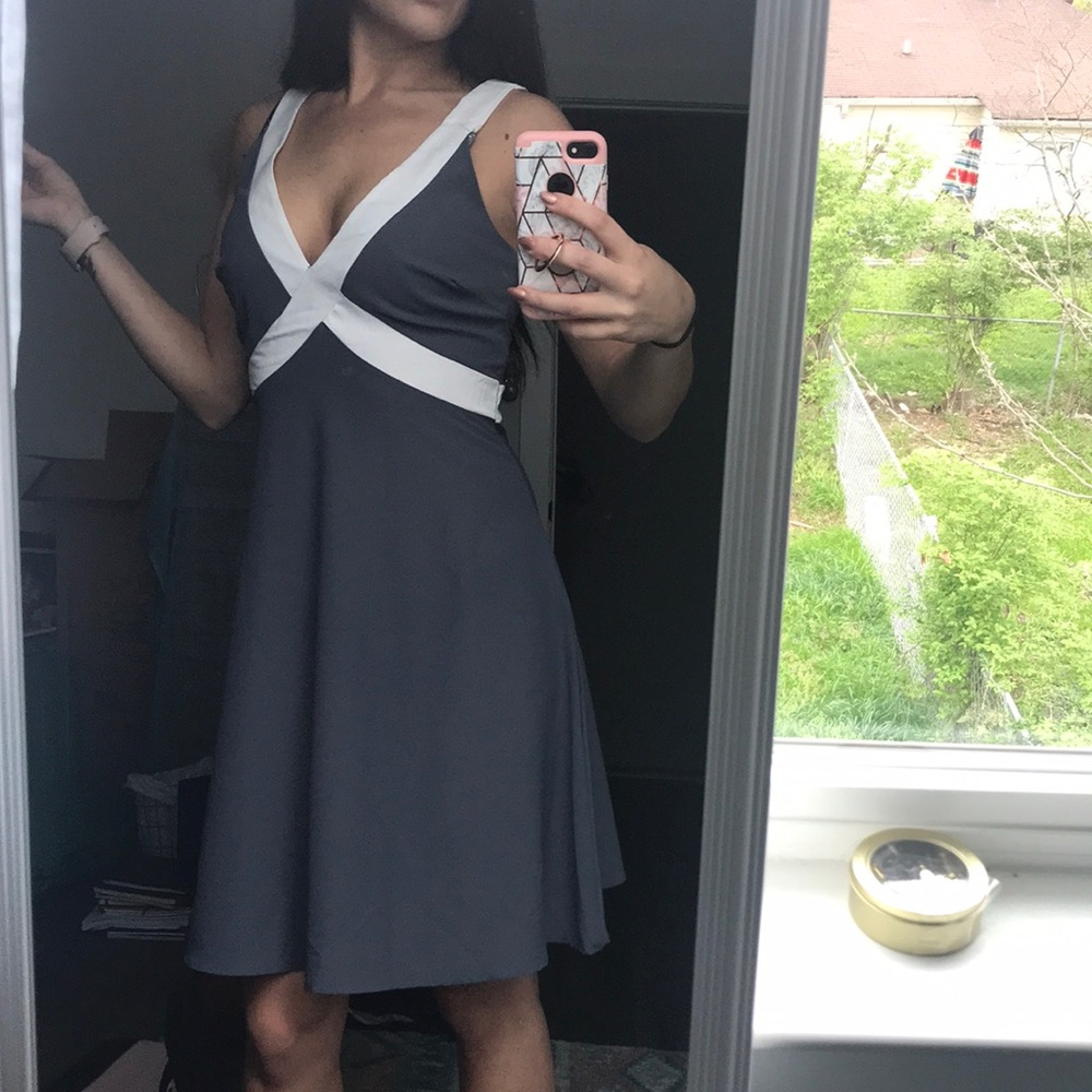 Blueish grey white stripe sundress